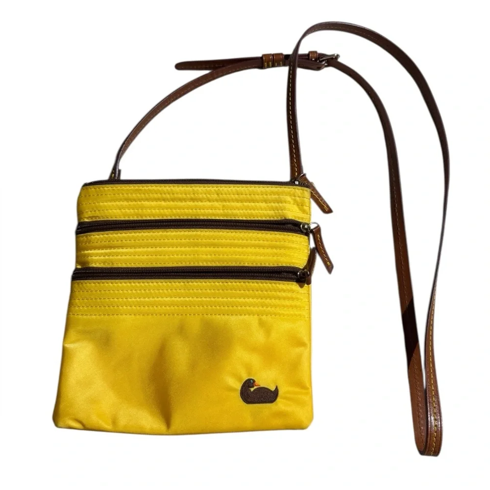 Dooney & Bourke Triple Zip Nylon Crossbody Purse Yellow